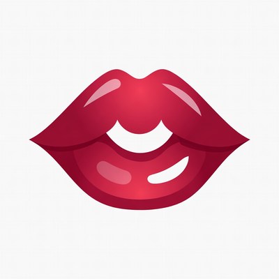 Shiny Red Cartoon Lips