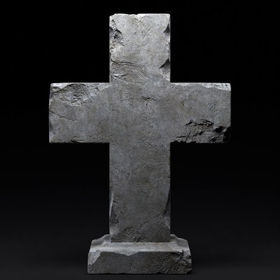 Stone Cross on Black Background