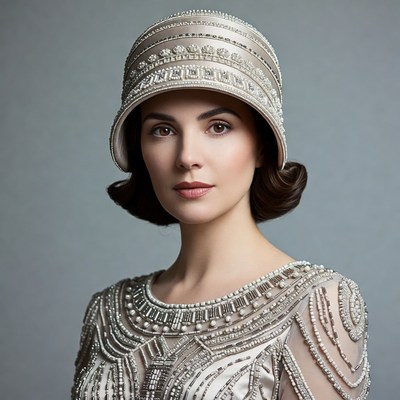 Woman in beaded cloche hat