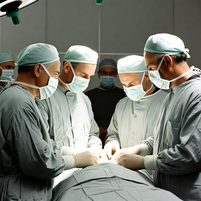 Surgeons performing operation in hospital