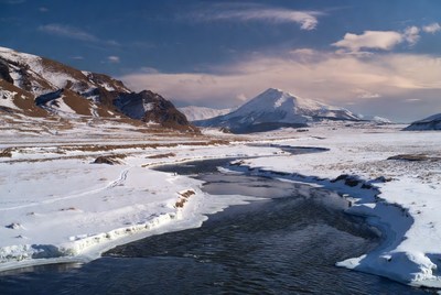 Snowy Mountain River Landscape