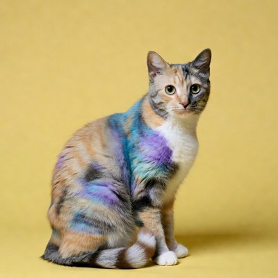 Calico cat with colorful fur