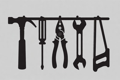 Silhouette Tools Hanging on Bar