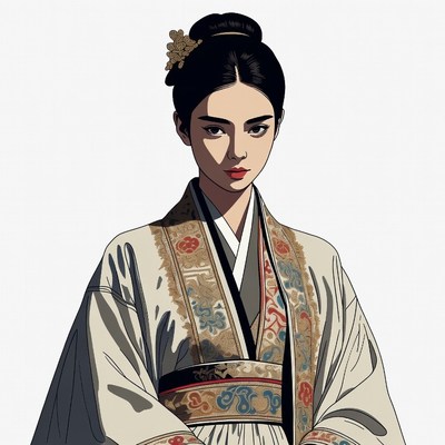 Asian woman in hanfu with updo