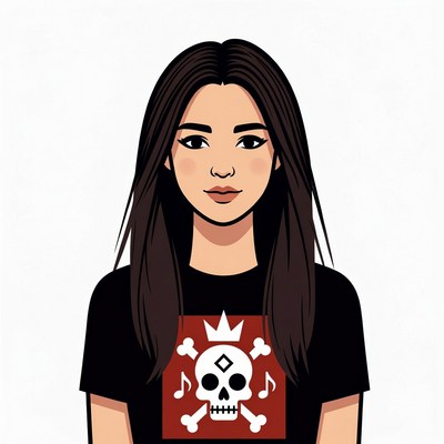 Asian woman in skull crown t-shirt