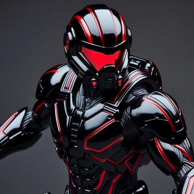 Black Red Sci-Fi Helmet Closeup