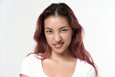 Asian woman making funny face