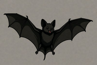 Cartoon black bat flying