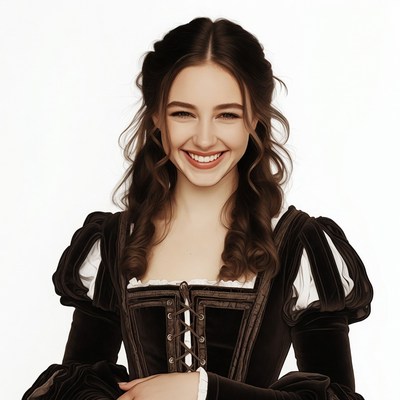 Smiling woman in Renaissance dress