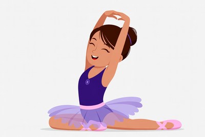 Girl ballerina stretching in tutu