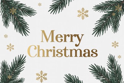 Merry Christmas with Pine Branches