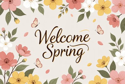 Welcome Spring Floral Illustration