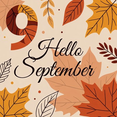 Hello September with Autumn Leaves
