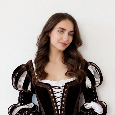 Woman in Renaissance brown dress