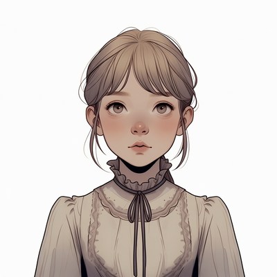 Anime girl in Victorian blouse