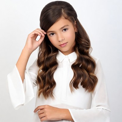 Young girl with hand on face