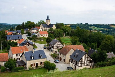 French village with church hillside
