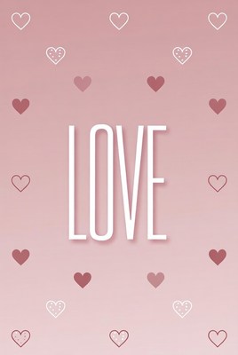 Pink Love Text with Hearts