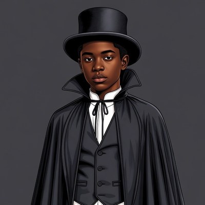 African-American boy in Victorian top hat