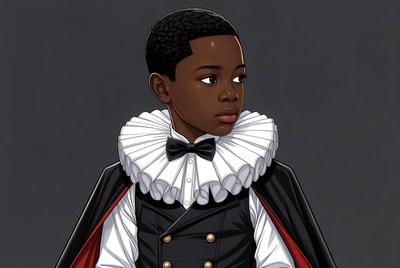 African-American boy in vampire costume
