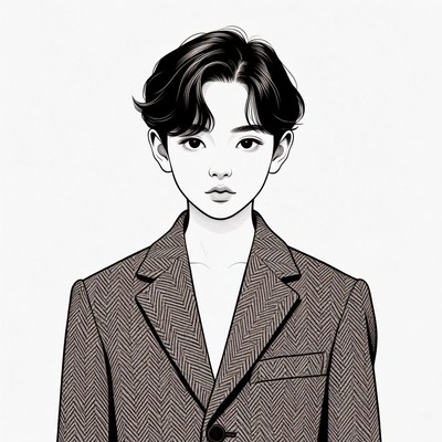 Asian man in suit illustration