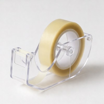 Transparent Tape Dispenser with Yellow Tape
