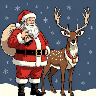 Santa Claus with reindeer illustration