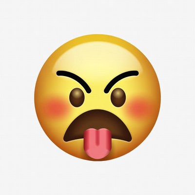 Angry yellow emoji sticking tongue out