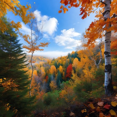 Autumn Forest with Colorful Foliage
