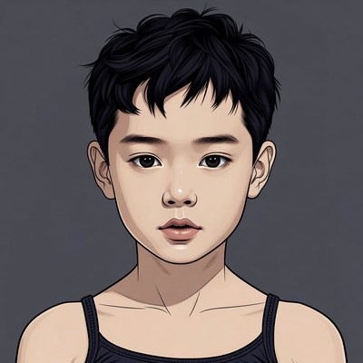 Asian boy with short black hair