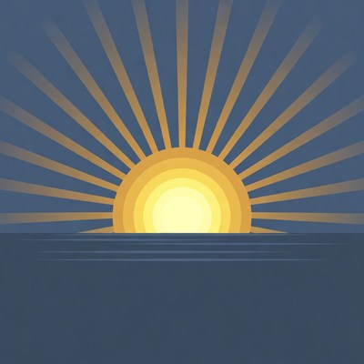 Sunset over ocean illustration