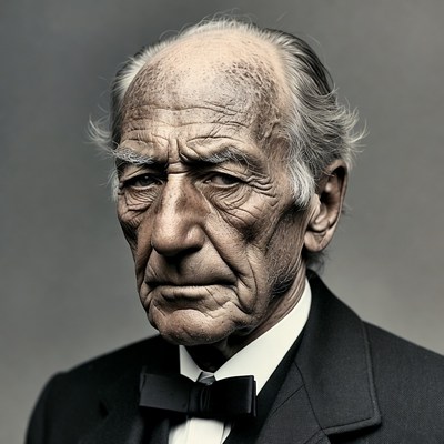 Elderly man in tuxedo bow tie