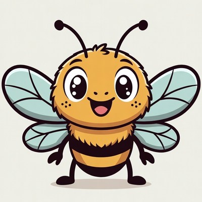 Cute cartoon bee smiling