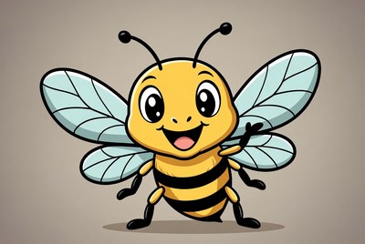 Cartoon Bee Waving Happily