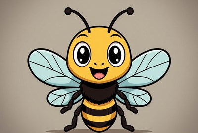 Cute cartoon bee smiling