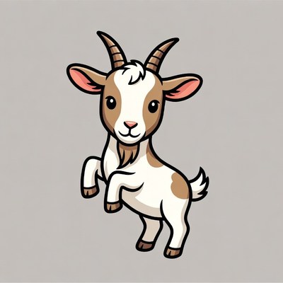 Cute cartoon baby goat standing