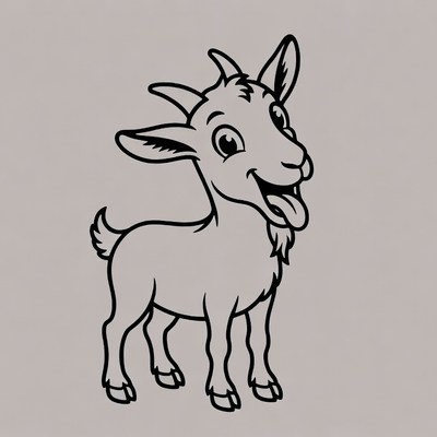 Cartoon baby goat smiling