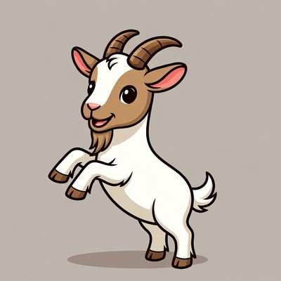 Cute cartoon baby goat standing