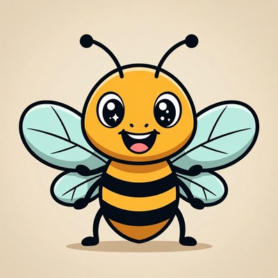 Cute cartoon bee smiling