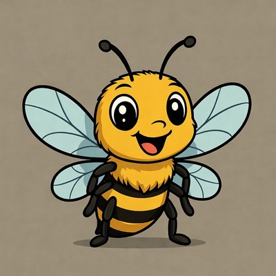 Cute cartoon bee smiling