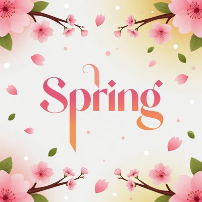 Spring Text with Cherry Blossoms