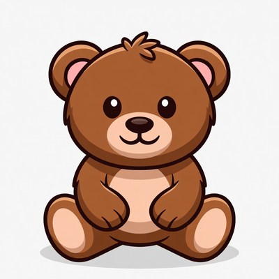 Cute cartoon teddy bear sitting