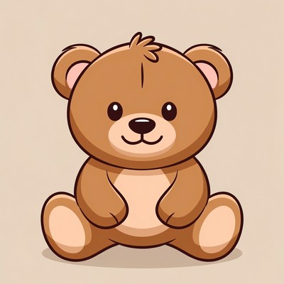 Cute cartoon teddy bear sitting