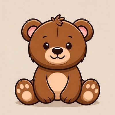Cute cartoon teddy bear sitting