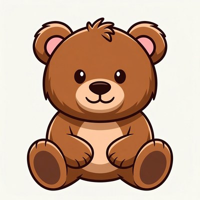 Cute cartoon teddy bear sitting