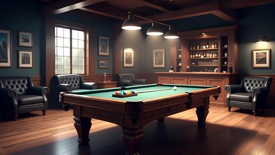 Luxurious Pool Table in Bar Room