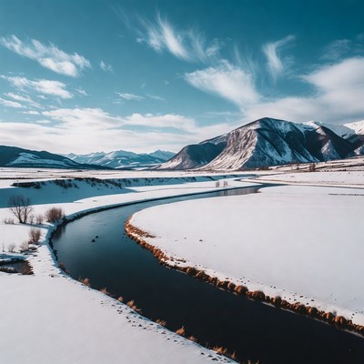 Snowy River in Winter Mountains