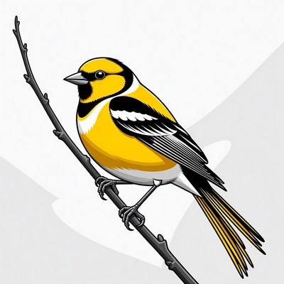 Yellow American Goldfinch on branch