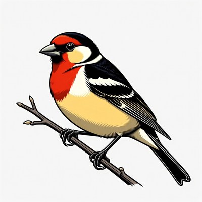 Bullfinch perched on branch