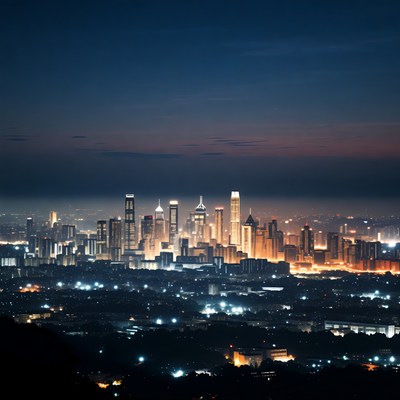 Vibrant City Skyline at Night